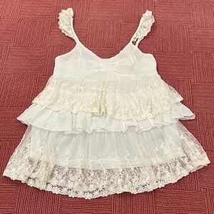 Cecico large Womens Lacey frilly camisole / blouse top